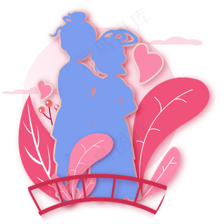 扁平牛郎织女剪影