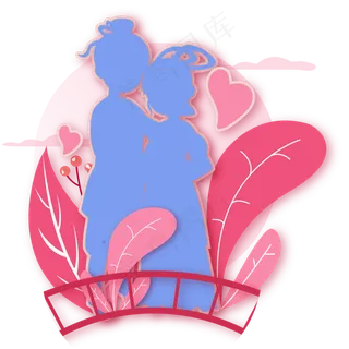 扁平牛郎织女剪影