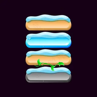 设置冬季圆形游戏ui板按钮图标石头木叶雪纹理为gui资产元素