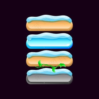 设置冬季圆形游戏ui板按钮图标石头木叶雪纹理为gui资产元素