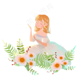 浪漫情人节七夕婚纱女孩png素材