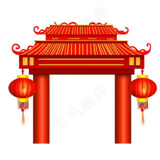 新年灯笼门楼