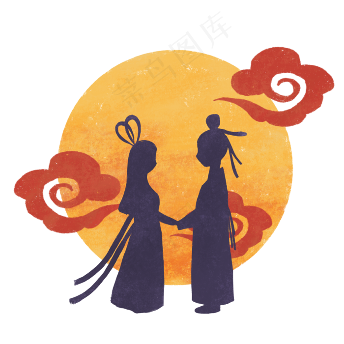 七夕情人节牛郎织女鹊桥相会装饰(2500X2500(DPI:300))psd模版下载