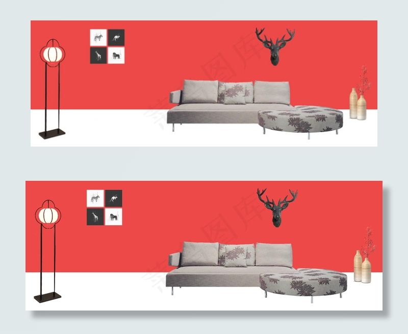 红色简约国庆家具促销背景