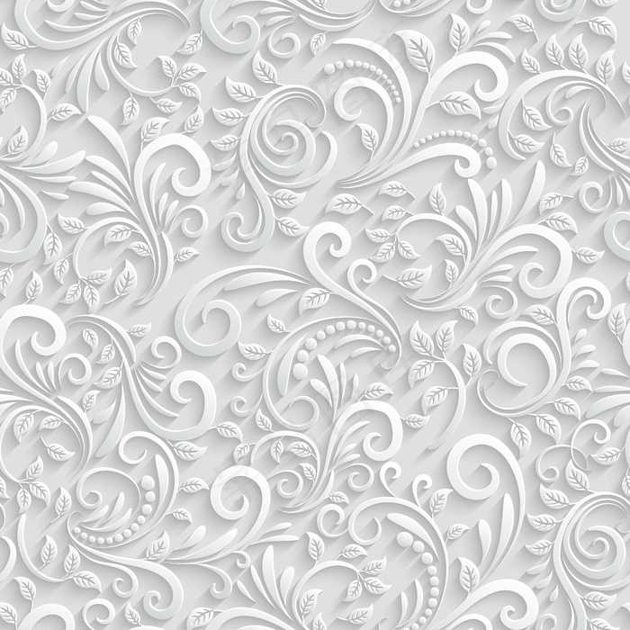 矢量花卉3d无缝图案背景。圣诞节和请柬装饰