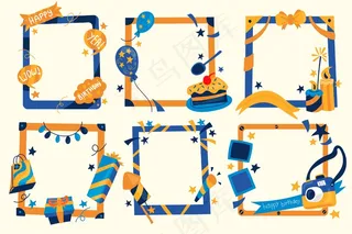 手绘生日拼贴框架包