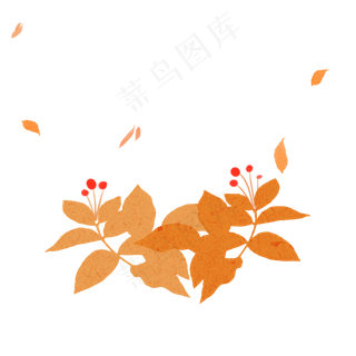 秋天枫叶树林草垛png素材