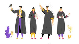 有文凭的毕业生群体。男女性毕业教育理念。大学生毕业。