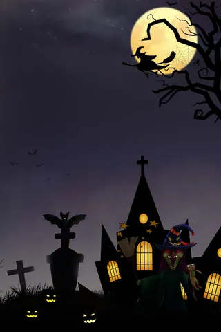 万圣节夜晚城堡月亮