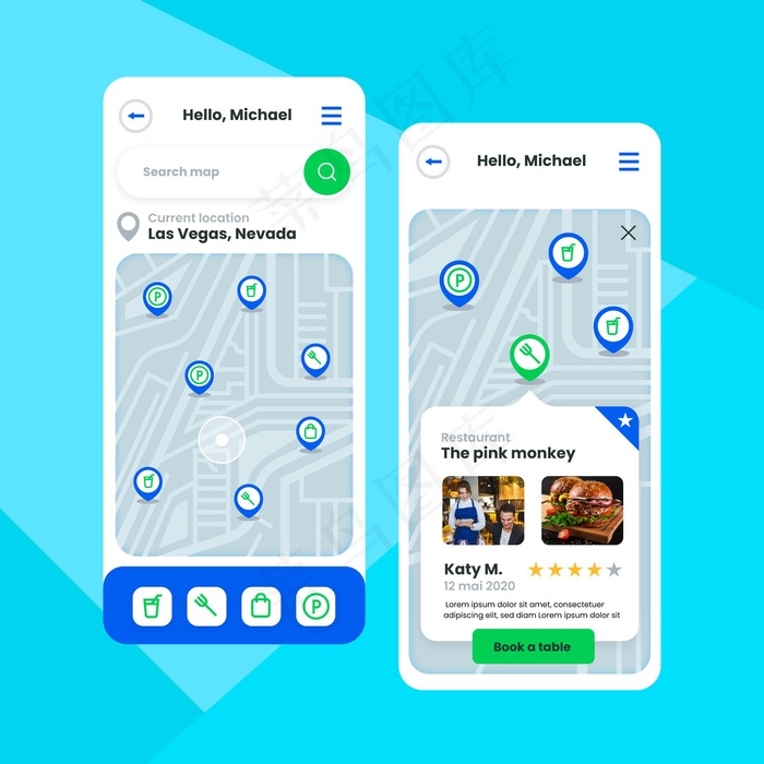 位置应用程序app模板包eps,ai矢量模版下载