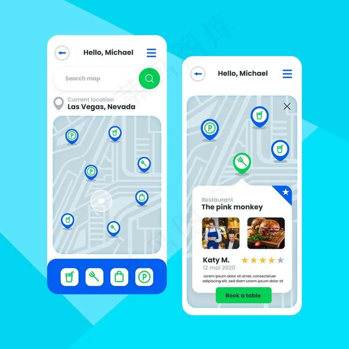 位置应用程序app模板包eps,ai矢量模版下载