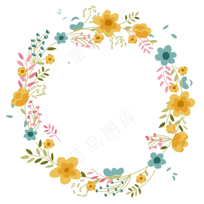 七夕多彩花朵枝条藤蔓植物装饰边