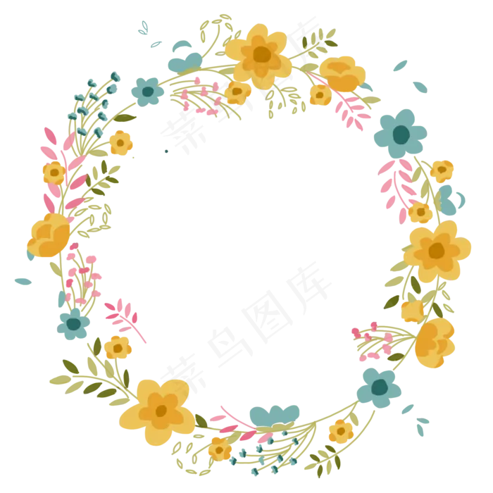 七夕多彩花朵枝条藤蔓植物装饰边(2000*2000px 300 dpi )psd模版下载