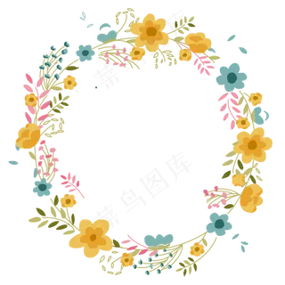 七夕多彩花朵枝条藤蔓植物装饰边