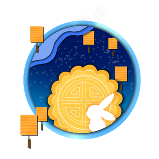 中秋玉兔月饼灯笼