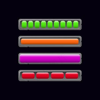 一套各种颜色和样式的宝石加载条