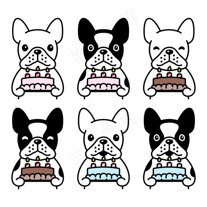狗狗法国斗牛犬图标生日蛋糕宠物卡通