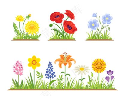 一套春夏花草绿意盎然。