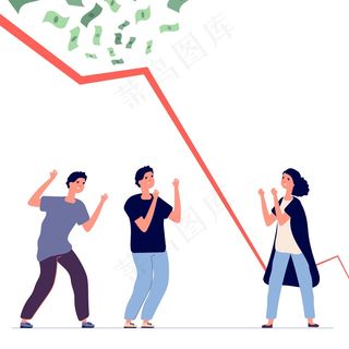 破产。金融危机，下跌图表。使人不安和经济问题。