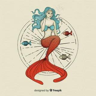 手绘美丽美人鱼背景