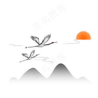 仙鹤古典中国风手绘元素