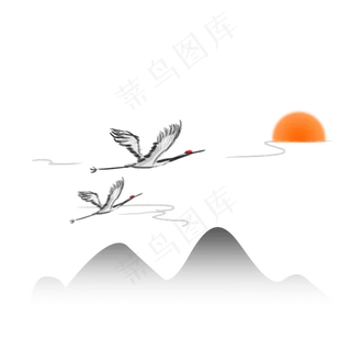 仙鹤古典中国风手绘元素