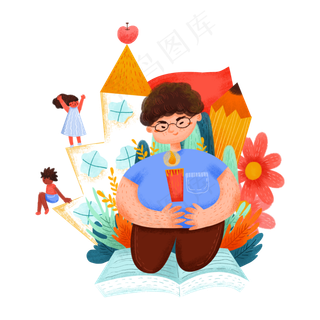 九月开学季学校学生开学上学