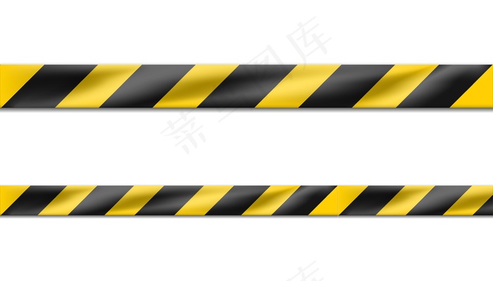用于犯罪现场或施工区域的危险黑黄条纹色带、警示标志警示带。