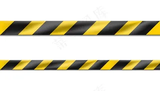 用于犯罪现场或施工区域的危险黑黄条纹色带、警示标志警示带。