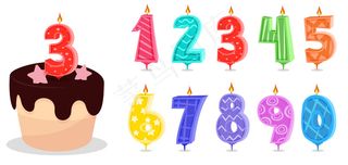 卡通周年纪念数字蜡烛庆典