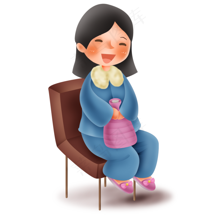 拿粉色暖水袋的女孩