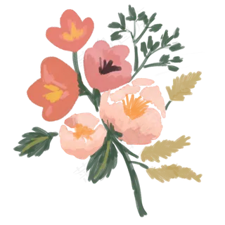 七夕花朵树叶清新手绘