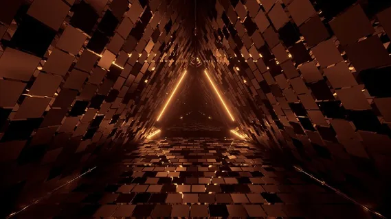 霓虹激光灯下酷炫的几何三角形-非常适合作为背景