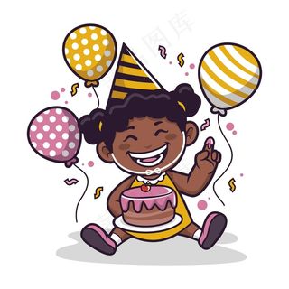 卡通黑人女孩插画