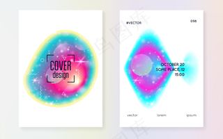 流体形状。化学概念。未来派背景。抽象分层全息图。S