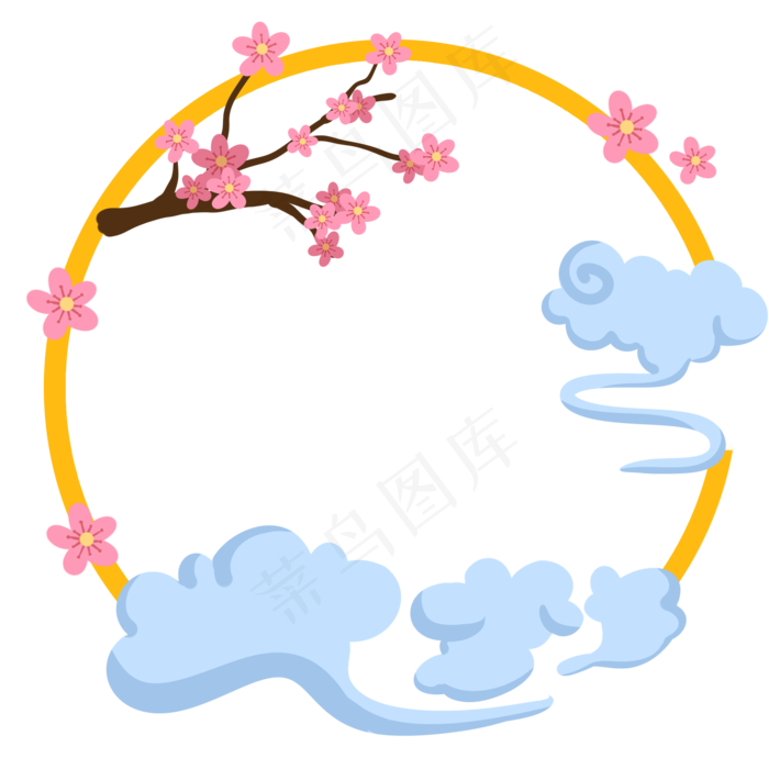 中秋花枝边框(2000X2000(DPI:300))psd模版下载