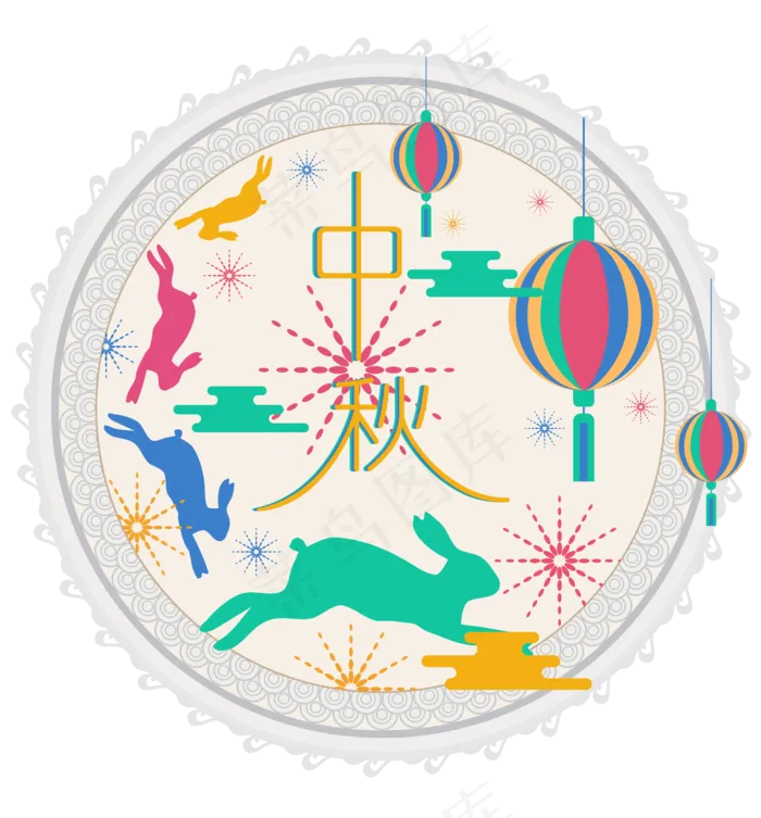 中秋节八月十五包装玉兔(6696*7200px 300 dpi )ai矢量模版下载