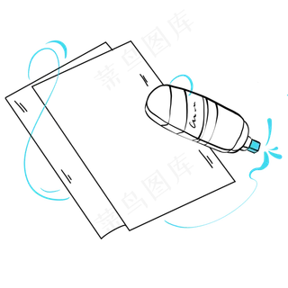 涂鸦线条纸张和画笔