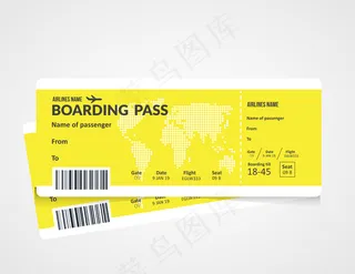 机票，航空公司登机牌模板。