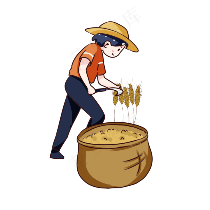 手绘卡通秋收割麦穗(2000X2000(DPI:300))psd模版下载