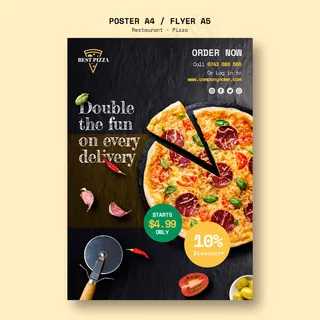 披萨餐厅海报模板