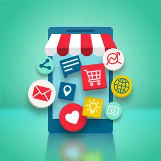 社交媒体营销手机概念