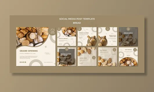 盛大开业面包店社交媒体帖子模板