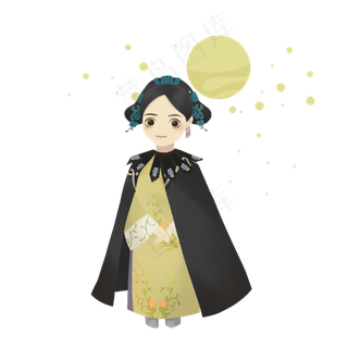 手绘可爱古风人物可商用