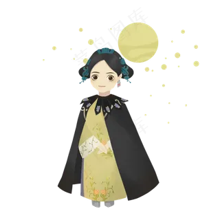 手绘可爱古风人物可商用