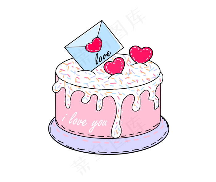 七夕情人节爱情蛋糕插画