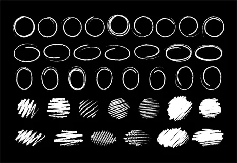 手绘粉笔标记圆框套装