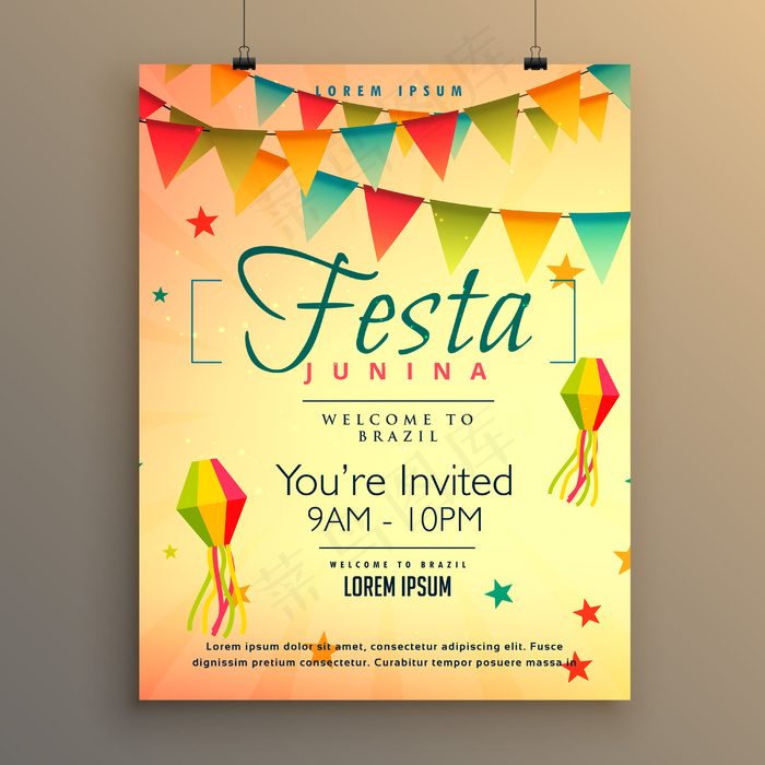 加兰兹的Festa junina海报模板eps,ai矢量模版下载