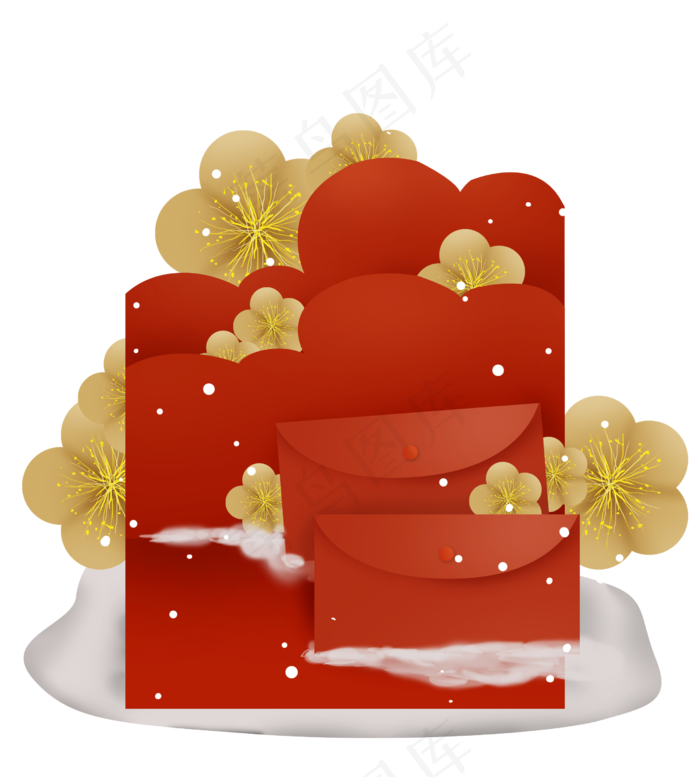 农历新年梅花和红包文字框边框(2480X2754(DPI:300))psd模版下载