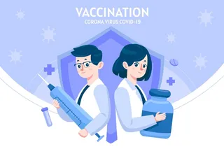 卡通冠状病毒疫苗图解